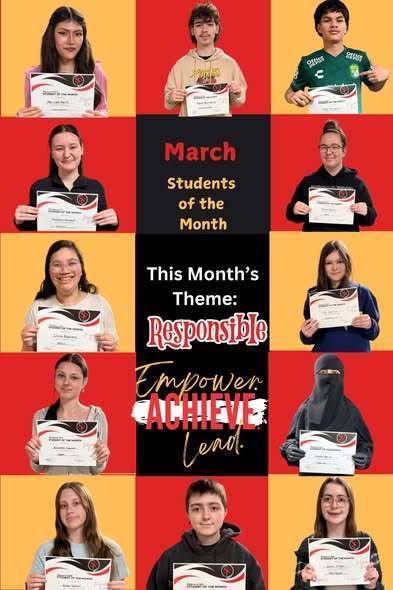 Collage showing 10 students who earned Student of the Month for march