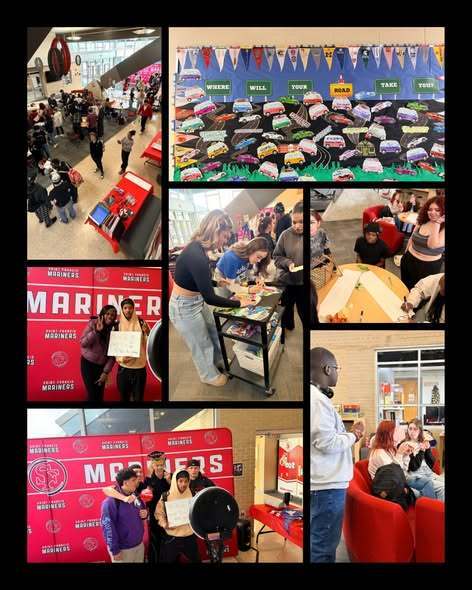 Collage of seniors and Decision Day activities