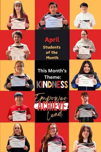 collage of students of the month for April