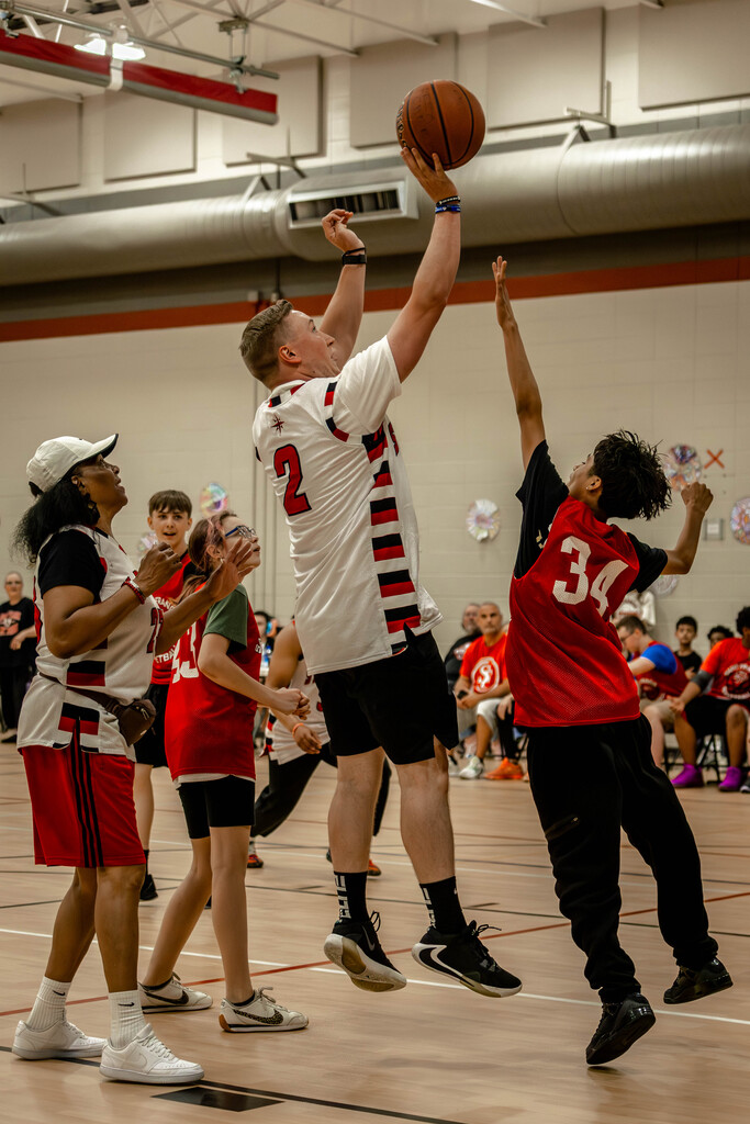 Staff playing against 8th graders. 