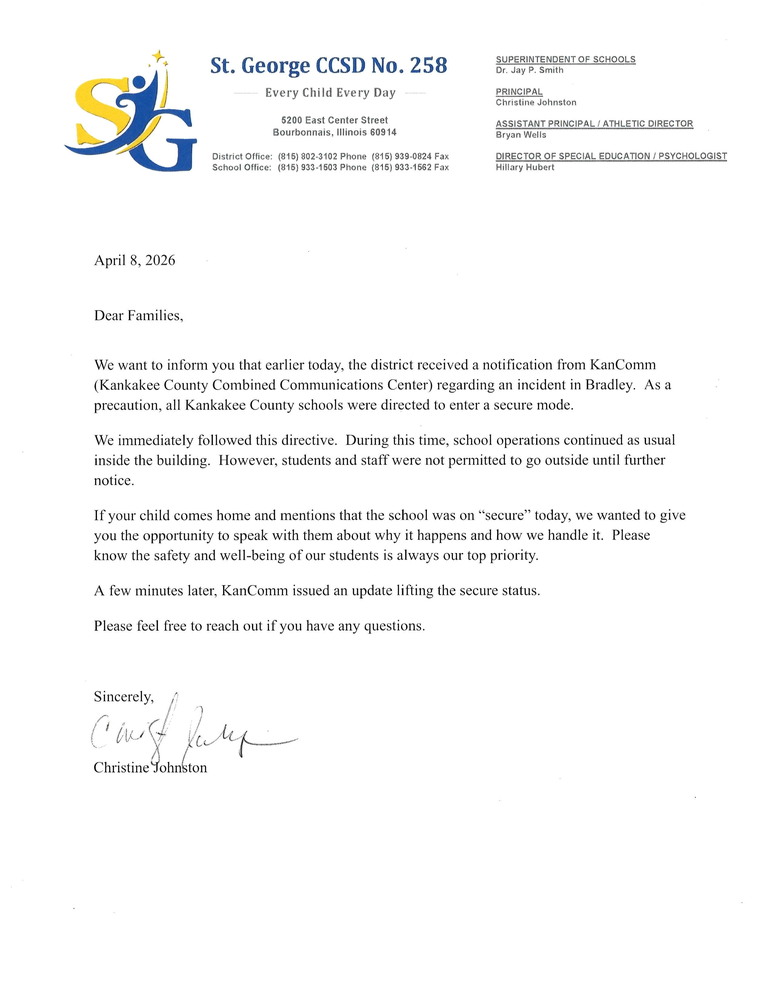 Letter to Families 