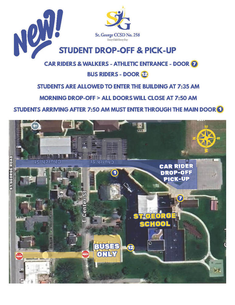 2025-2026 New Student Drop Off and Pick Up Map