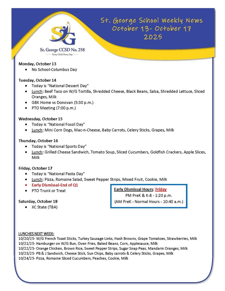 Weekly Newsletter 10/13-10-17