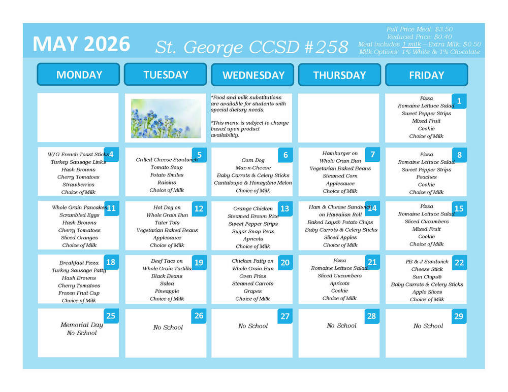 May 2026 Lunch Menu
