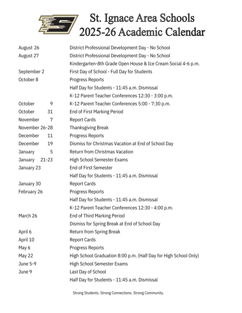 2025-2026 District Academic Calendar