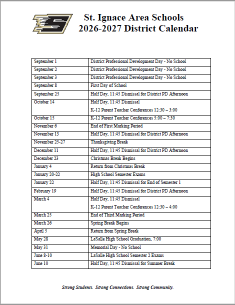 2026-2027 District Calendar