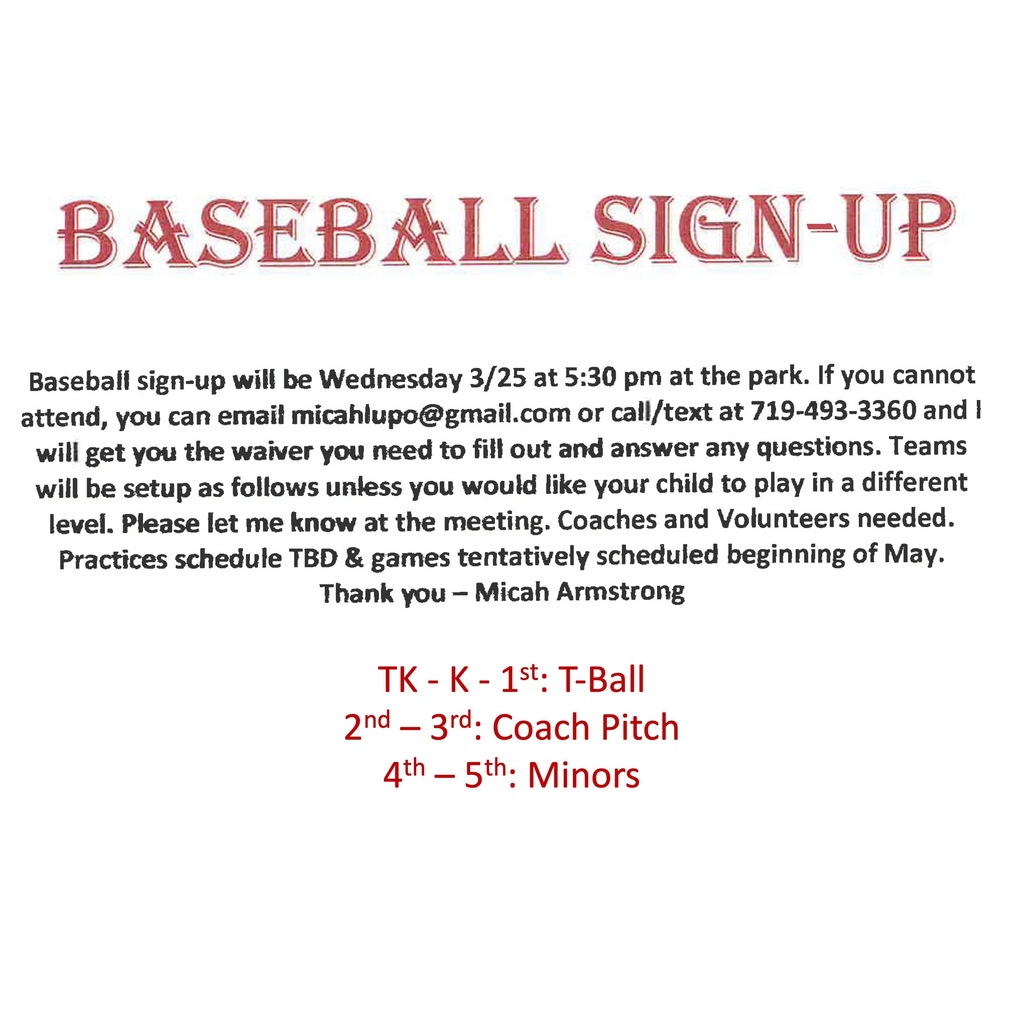 baseball sign ups