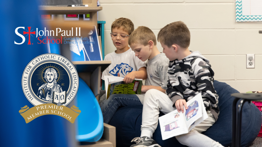Boys reading in classroom
