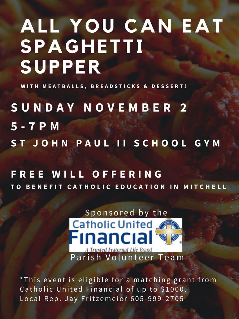 Speghetti  Supper November 2: 5:00-7:00
