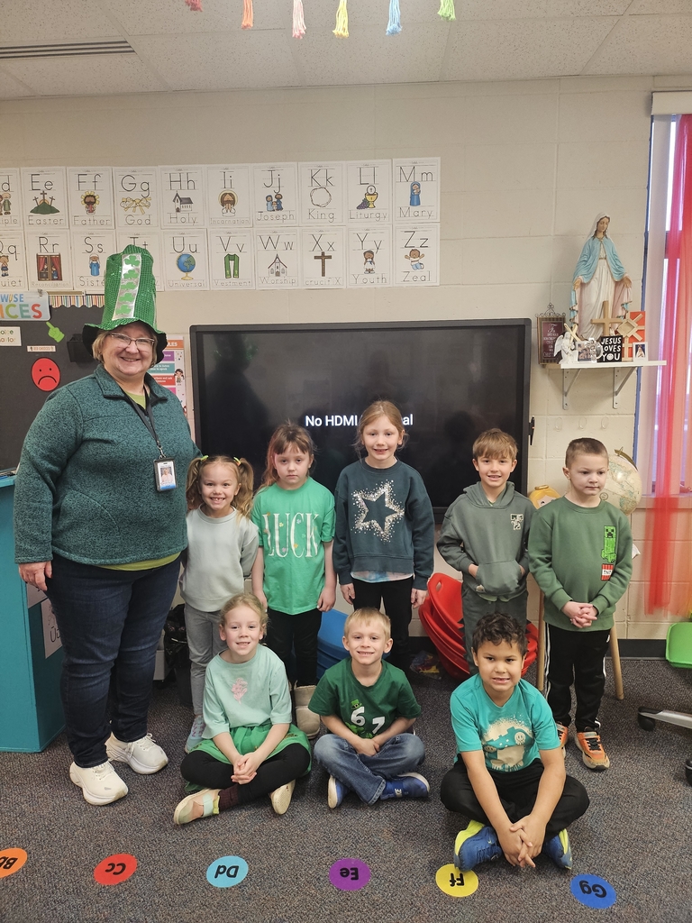 Kindergarten wearing green for St. Patrick's Day