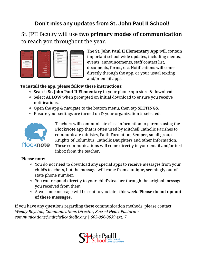 2026 St. JPII Communications Plan