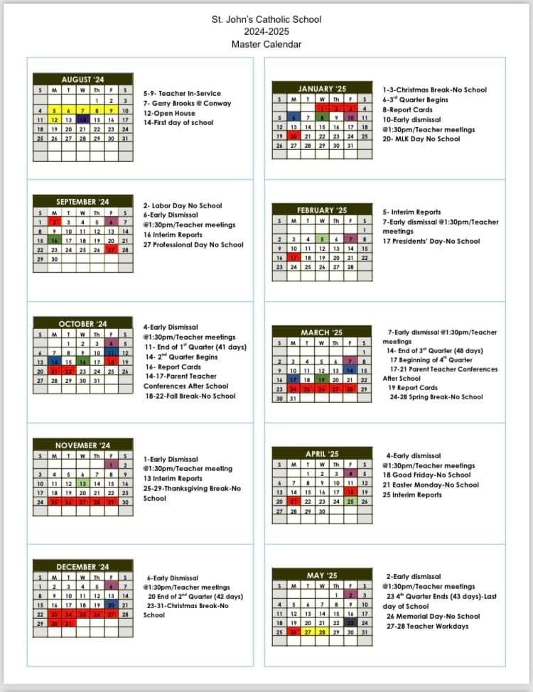 SJS 2024-2025 Calendar