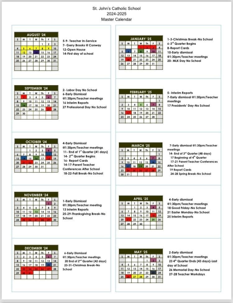 SJS 2024-2025 Calendar