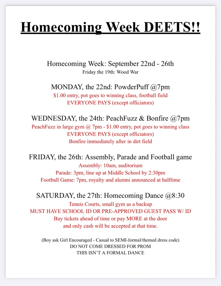 hoco week schedule