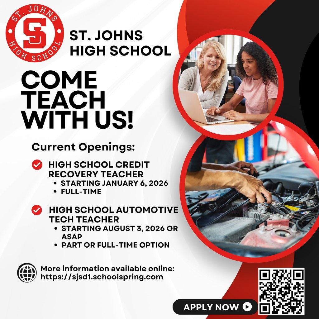 Job Openings SJHS Teaching Positions