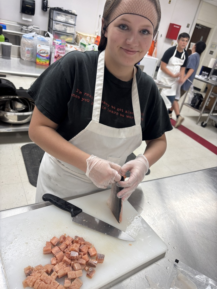 Alexia handling salmon