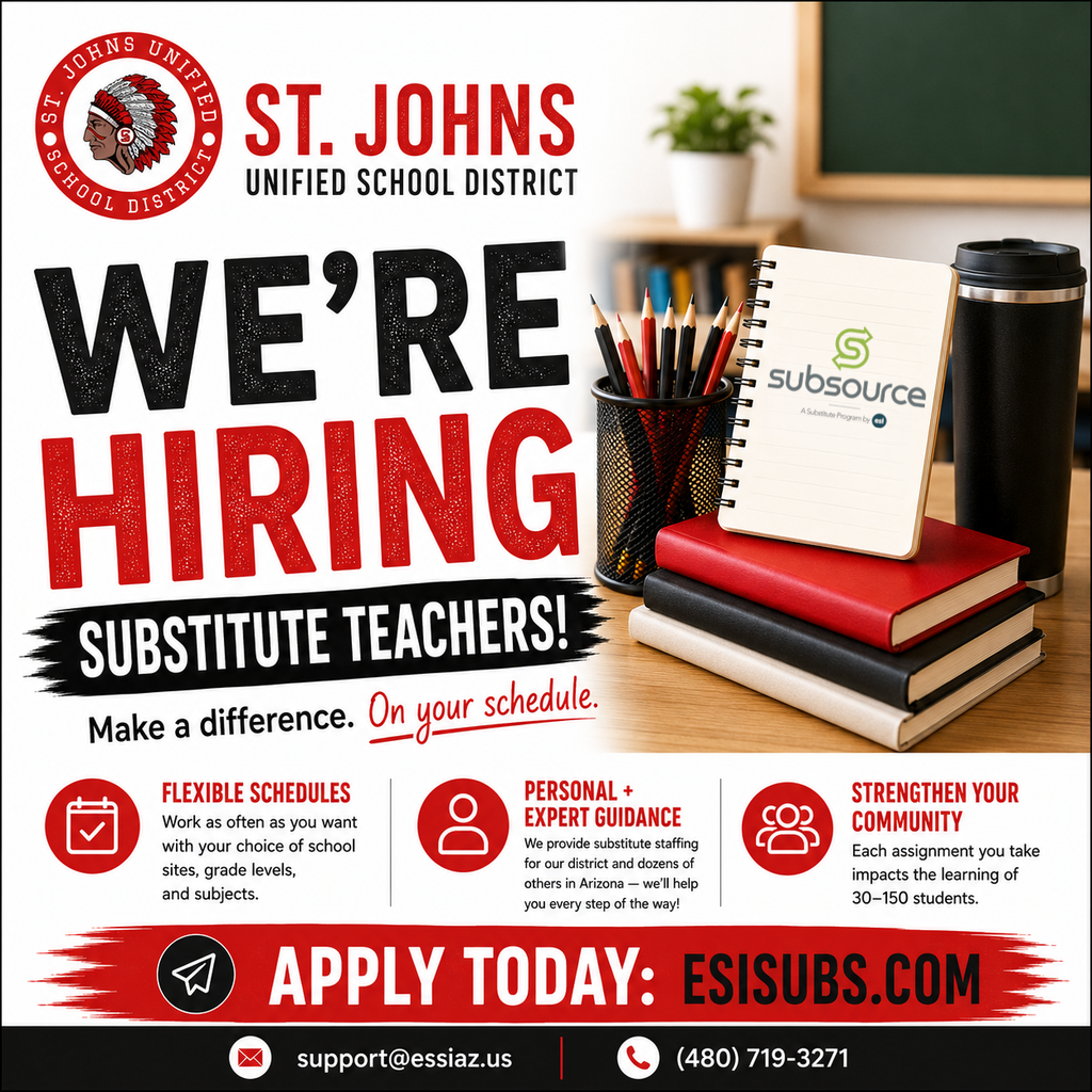 WE'RE HIRING SUBSTITUTE TEACHERS!