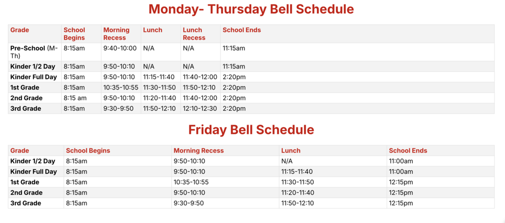 Bell Schedule!!!