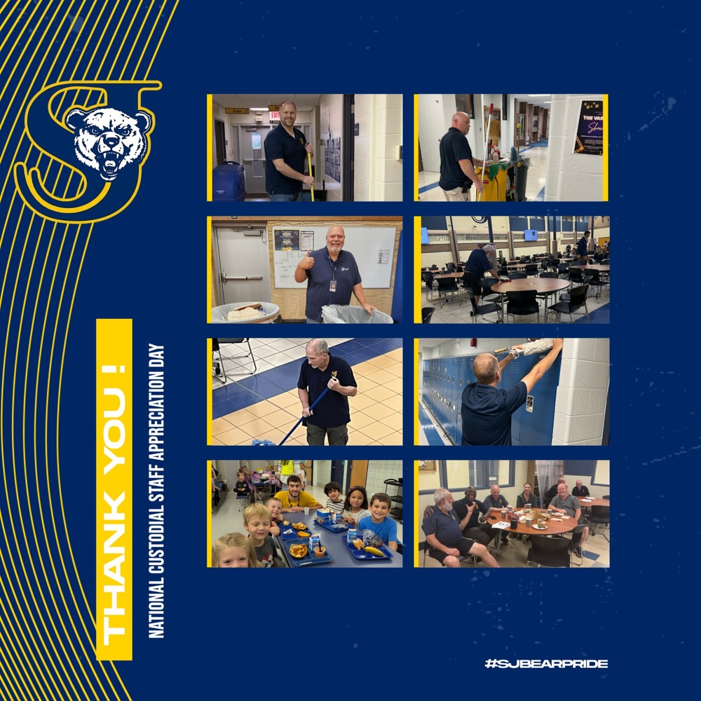 Several pictures of custodial staff from across the school district.