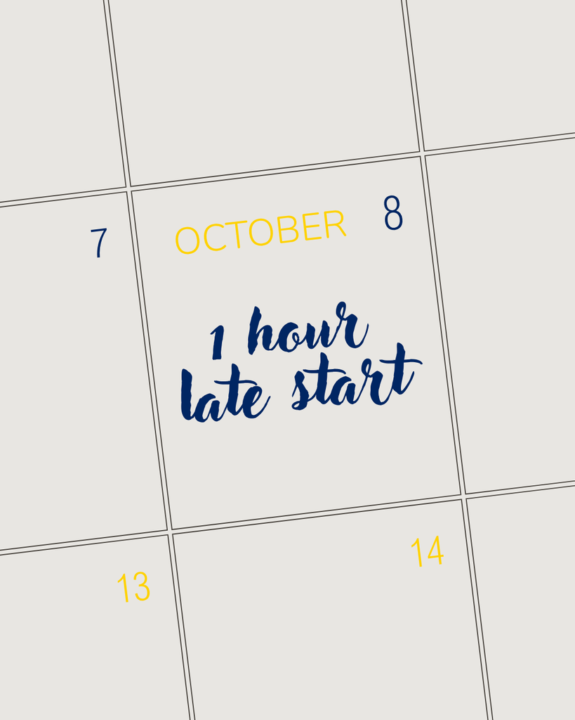 Wednesday, October 8, 2025 is a 1 hour late start for the district. 
