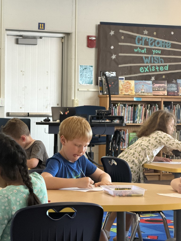 Young 5 student at Brown school is working hard on his Earth Day drawing in stem lab today! 🌏