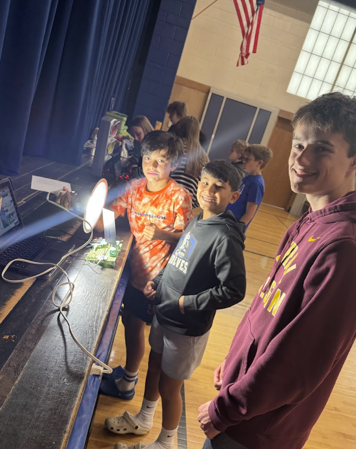 STUDENTS FROM AP ENVIRONMENTAL SCIENCE PARTNER WITH 5TH GRADERS ON A PROJECT SPONSORED BY THE BOSCH CORPORATIION.