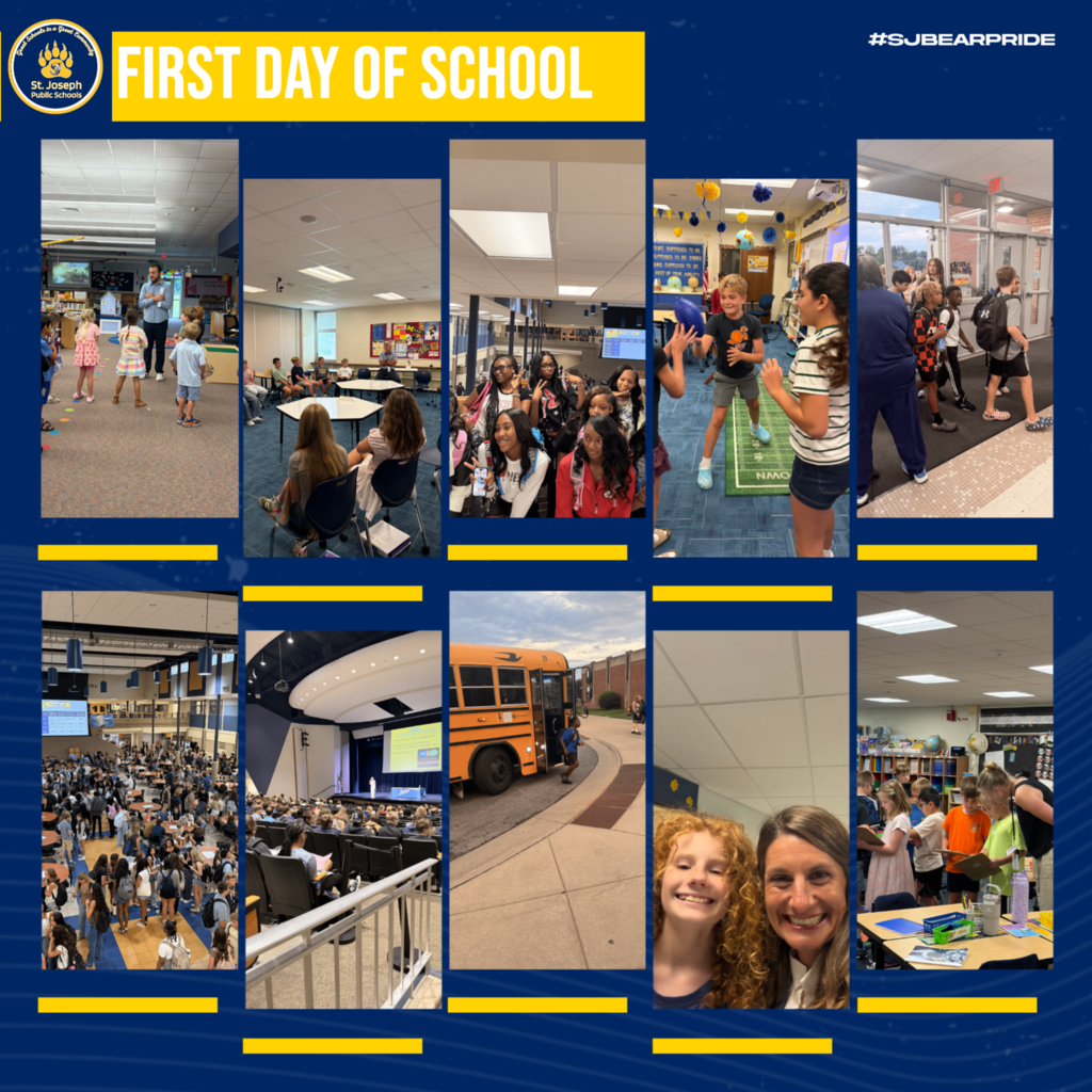 Multiple pictures of students and staff at several of our buildings.