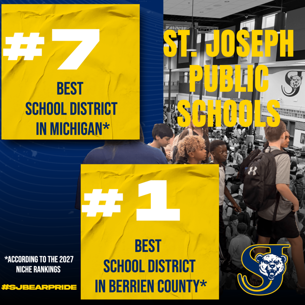 Graphic with some students in the back ground.