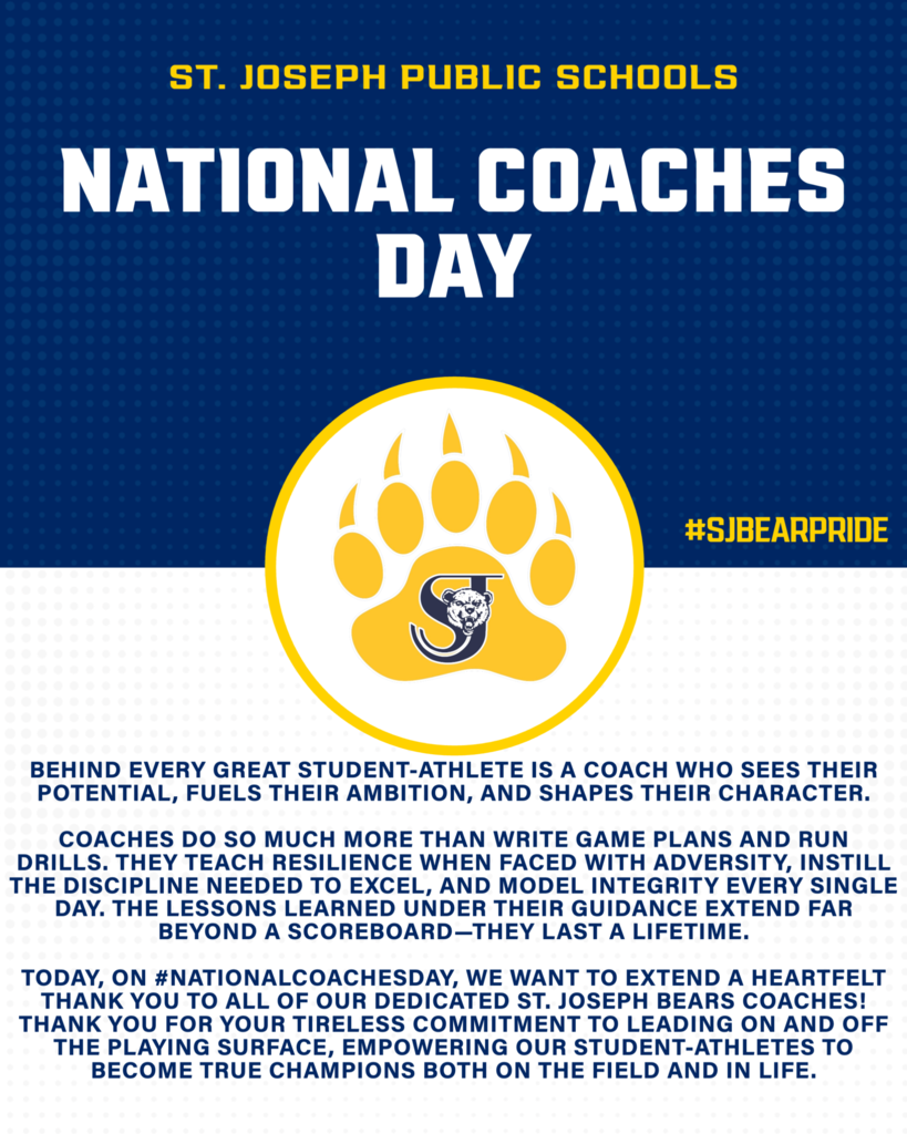 National Coaches Day appreciation post with our bear paw logo.