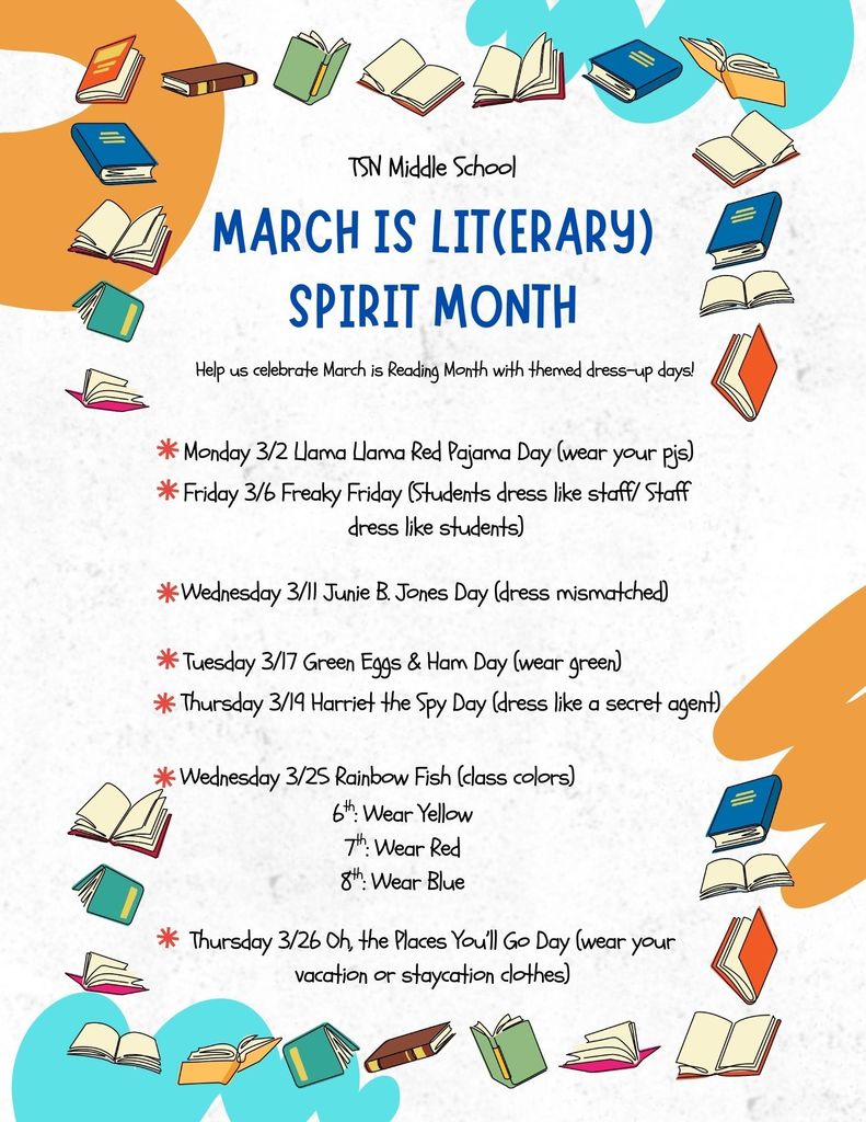 March Reading Month Spirit Days