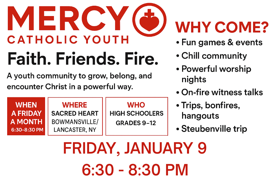 MERCY Catholic HS Youth Group  Meets Friday