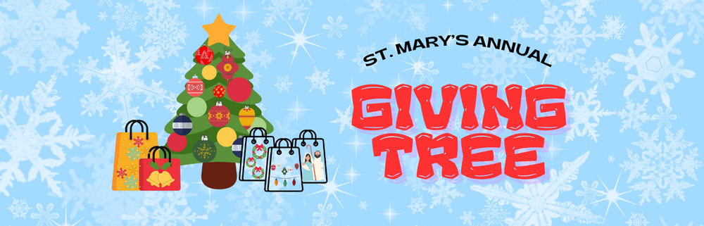 Giving Tree with Chriostmas Tree artwork with gifts