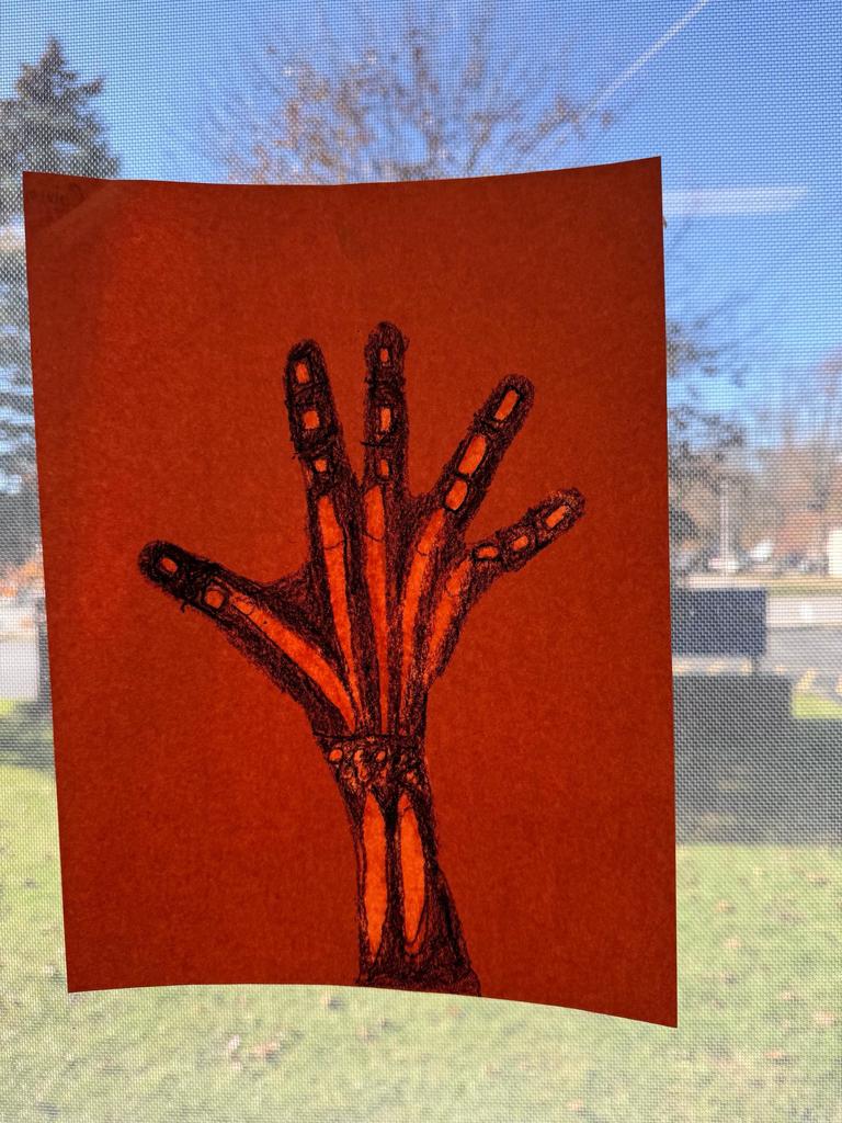 grade 2 skeleton x-ray hand print art