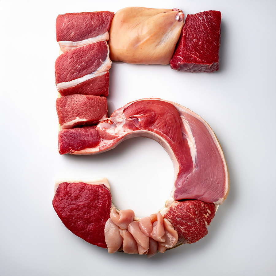 5 made out of cuts of meat