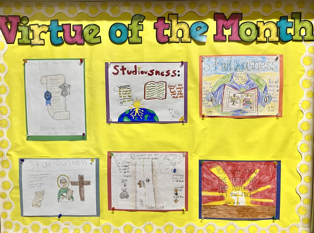 Student artwork on the virtue of studiousness