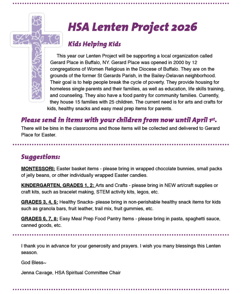 HSA Lenten Project Fyer