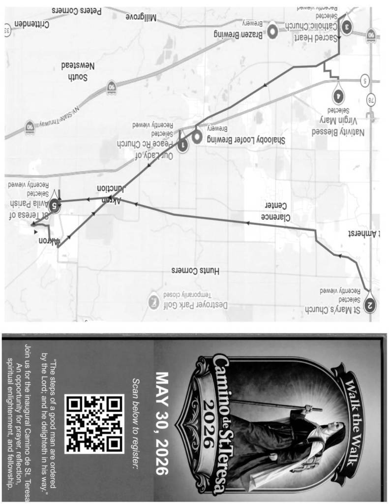 Camino de St. Teresa Pamphlet with qr code for registration
