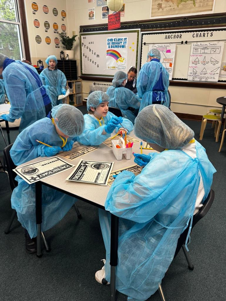 grade 5 math class learns order of operations and dresses up like surgeons