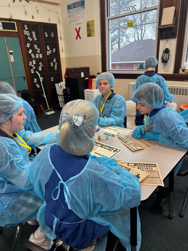 grade 5 math class learns order of operations and dresses up like surgeons