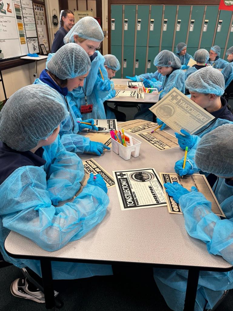 grade 5 math class learns order of operations and dresses up like surgeons
