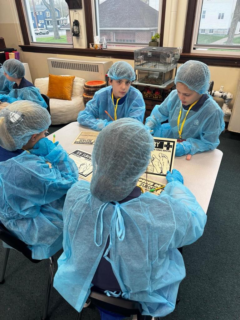 grade 5 math class learns order of operations and dresses up like surgeons
