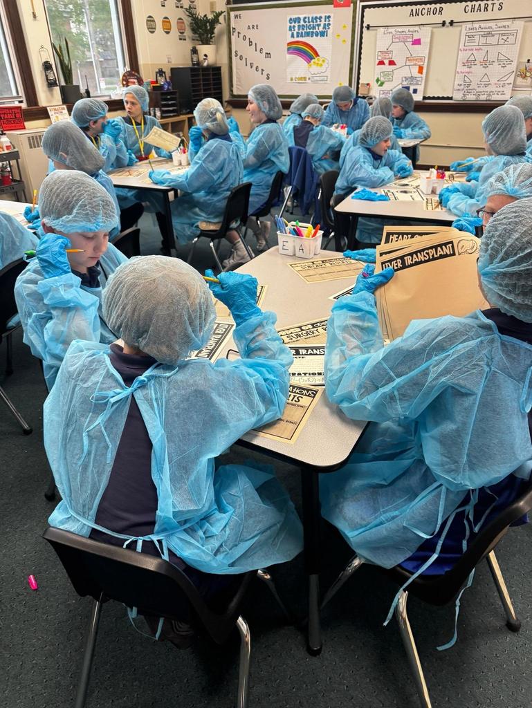 grade 5 math class learns order of operations and dresses up like surgeons