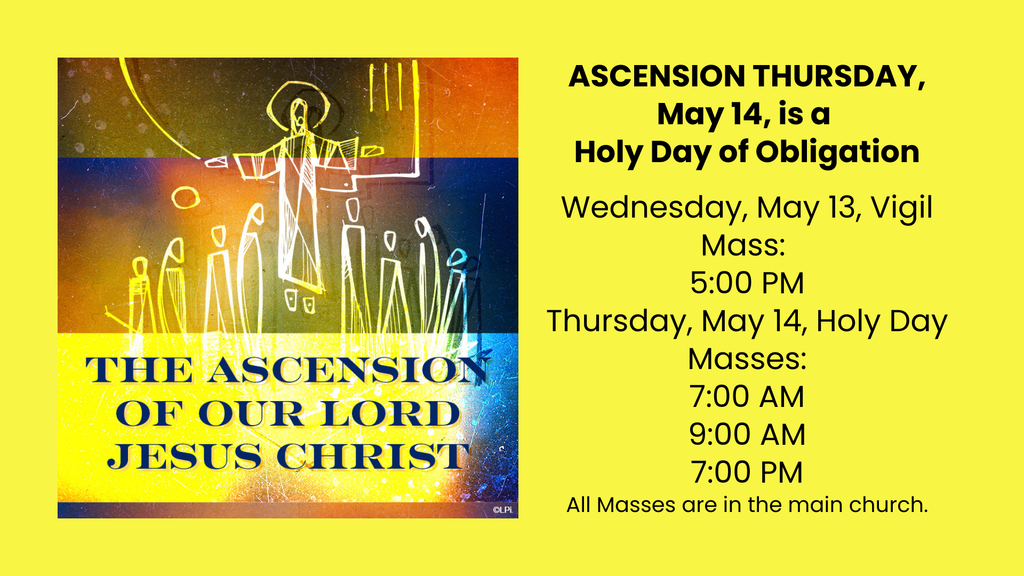 Ascension Thursday Mass Schedule
