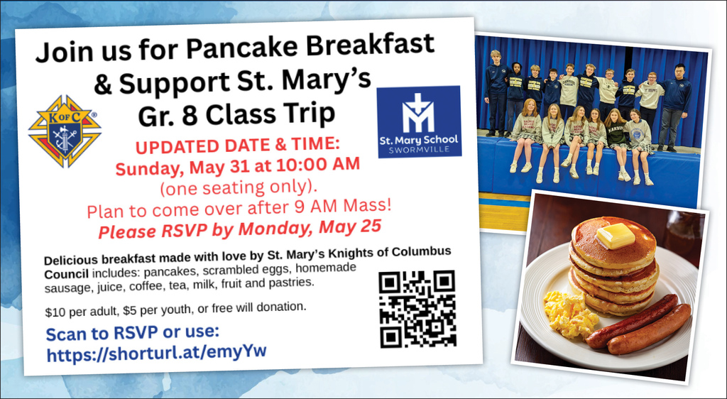 grade 8 breakfast fundraiser flyer