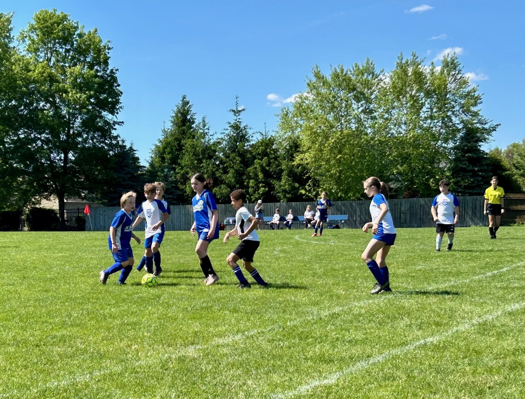 St. Mary School 5th & 6th graders on Coach Costello's JV Soccer team face off against players from Christian Central Academy