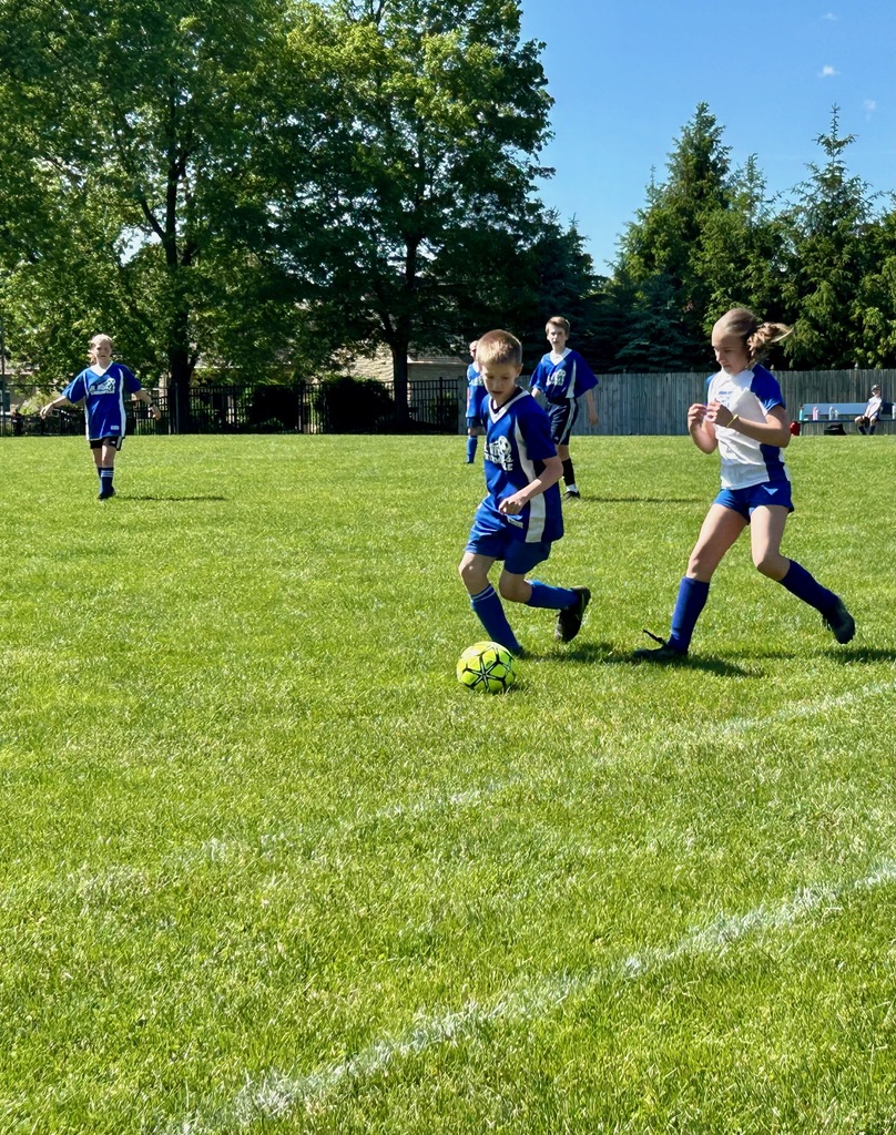 St. Mary School 5th & 6th graders on Coach Costello's JV Soccer team face off against players from Christian Central Academy
