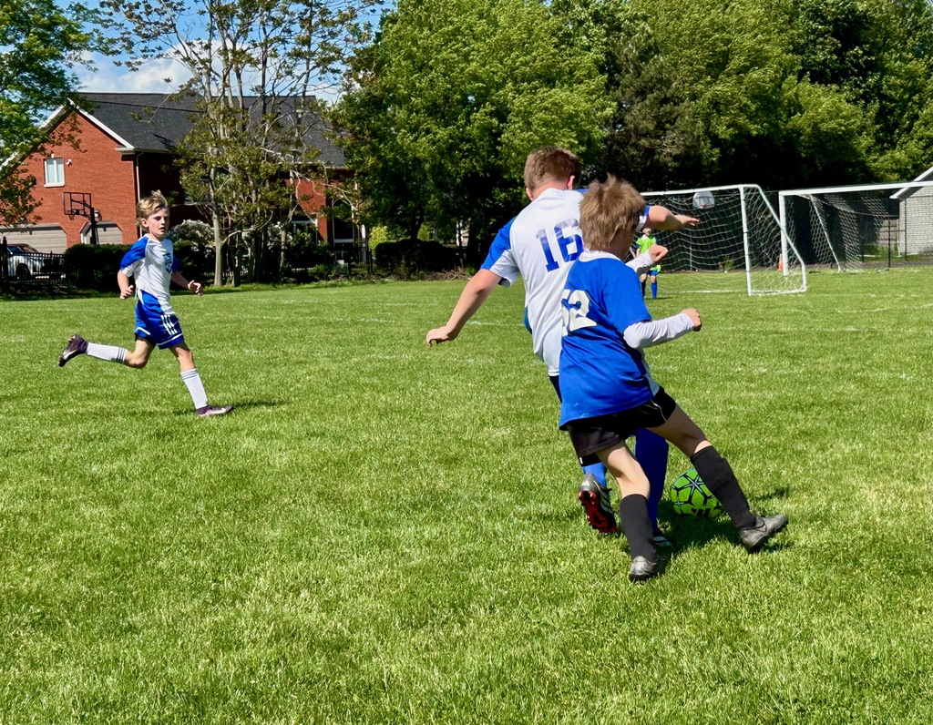 St. Mary School 5th & 6th graders on Coach Costello's JV Soccer team face off against players from Christian Central Academy