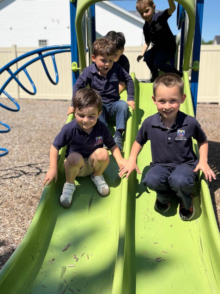 Children play together on a playground