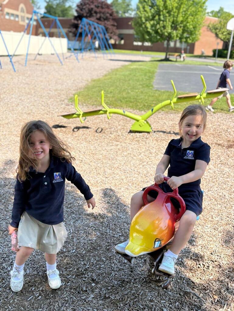 Children play together on a playground