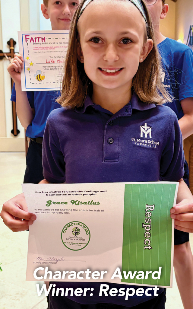 Award winners from closing school Mass: Character Award, Respect